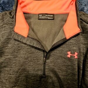 Under Armour Gray and Neon Orange Quarter-Zip Pullover Women's 2X